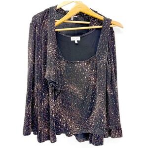 ELL JAY 2 Pc Sparkle Print Cardigan & Tank Set Stretchy Women's Plus Size XL